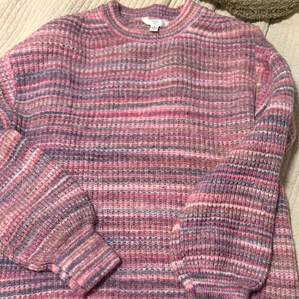 Time and Tru Multicolor Striped Crewneck Sweater